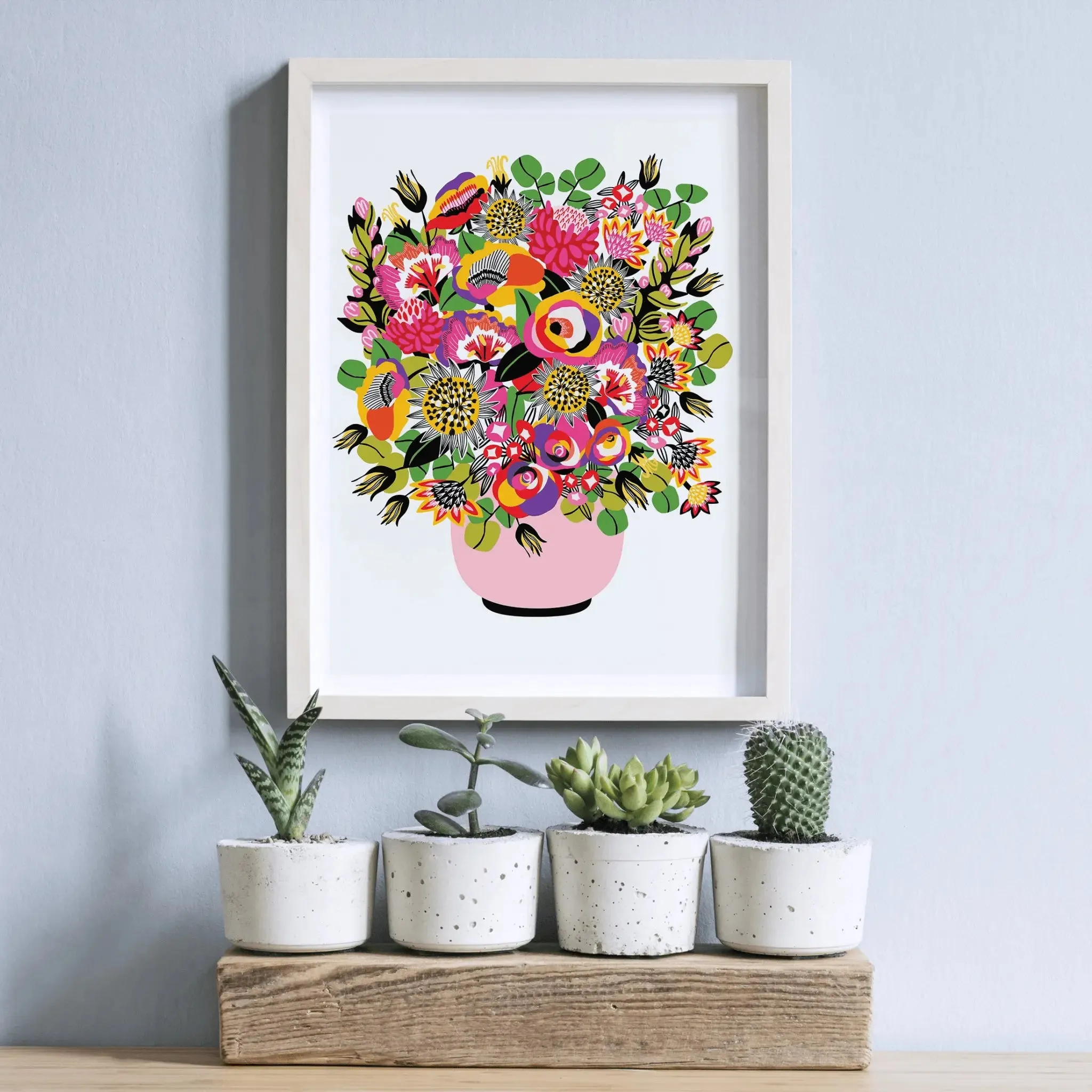 Roses and Lilies Modern Wall Art Print
