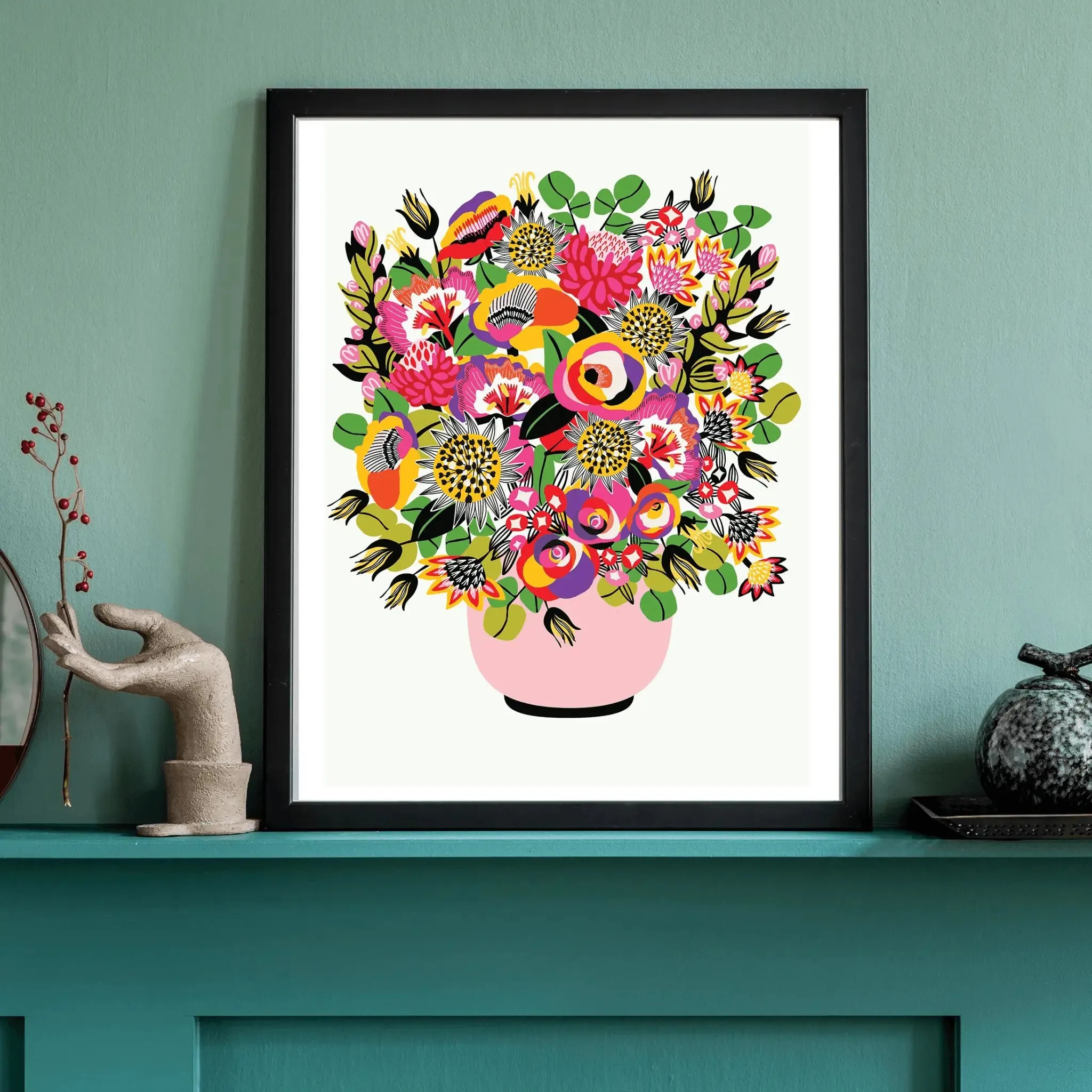Roses and Lilies Modern Wall Art Print