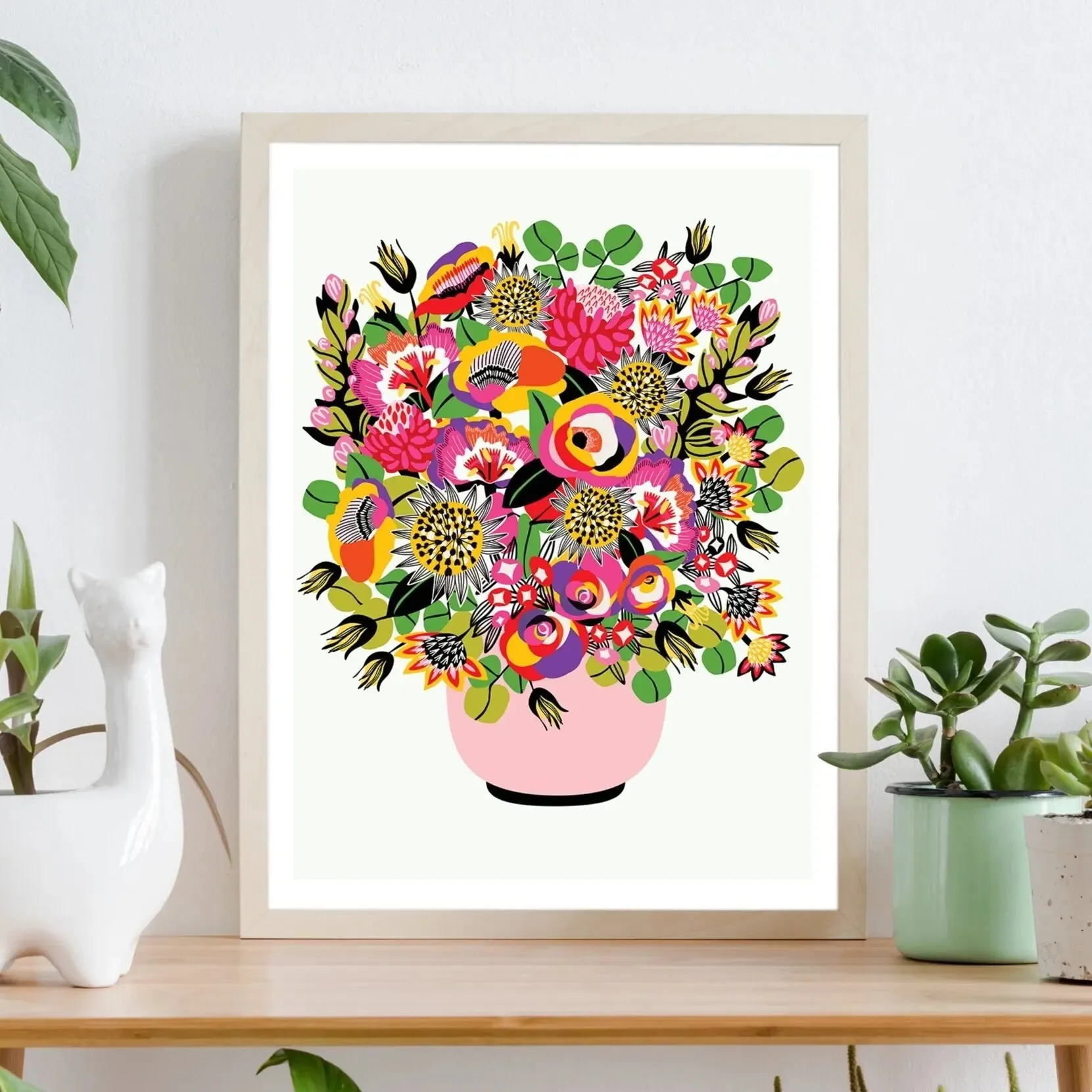 Roses and Lilies Modern Wall Art Print