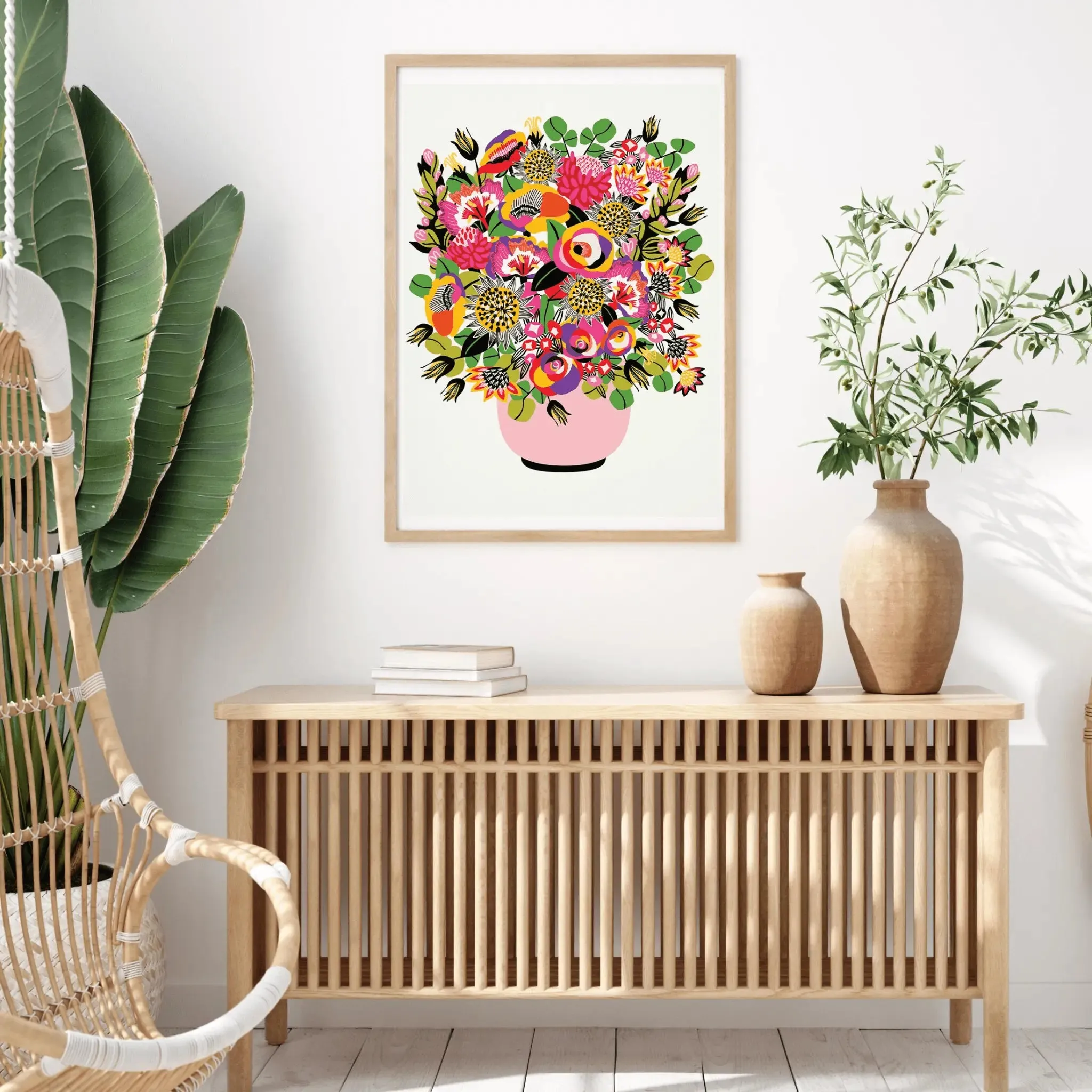 Roses and Lilies Modern Wall Art Print