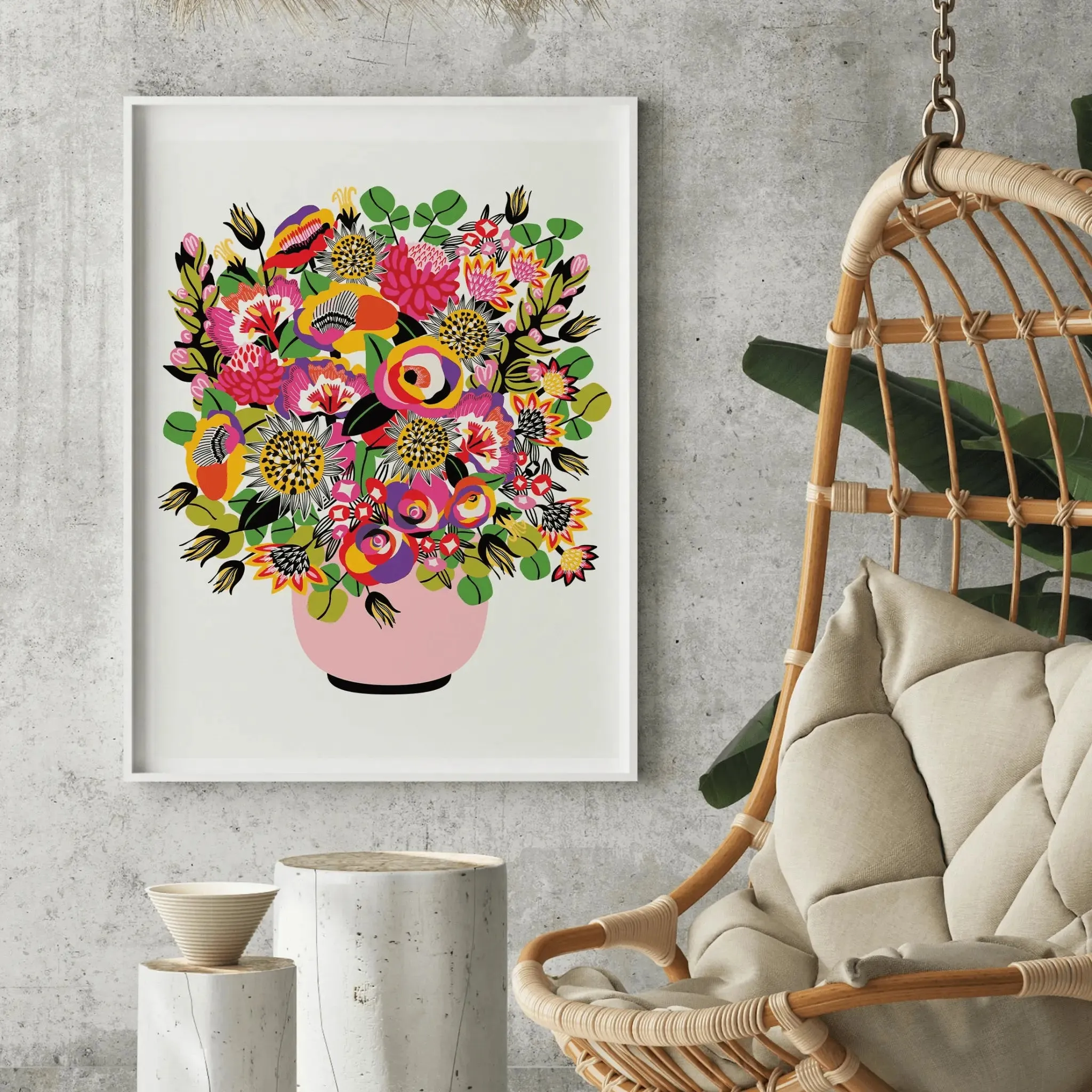 Roses and Lilies Modern Wall Art Print