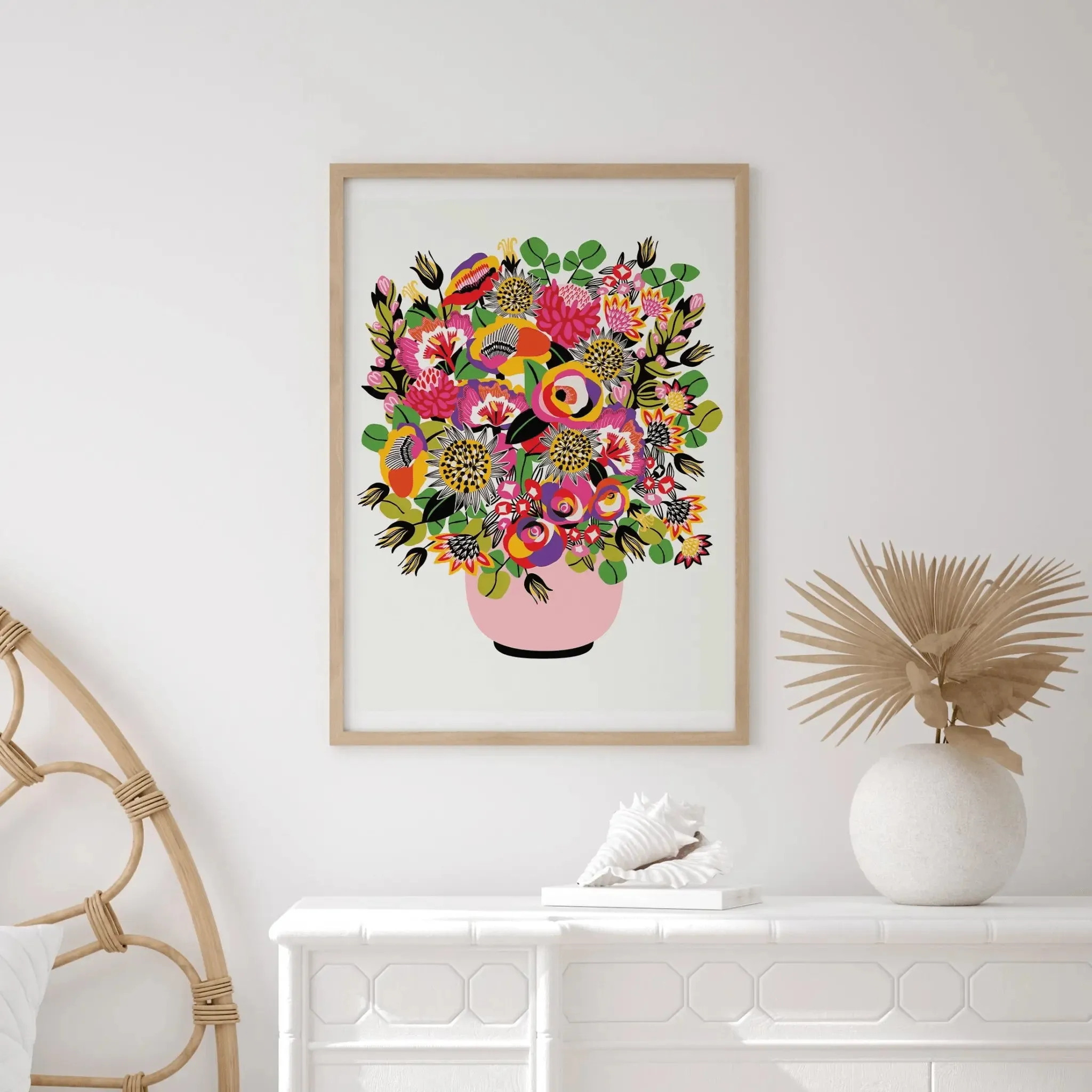Roses and Lilies Modern Wall Art Print
