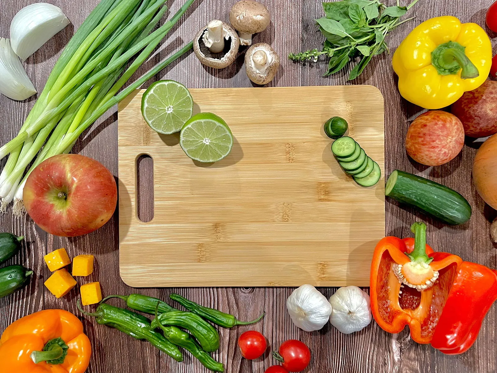 (Set of 12) 12"X9" Bulk Plain Bamboo Serving Tray, Platter, Cutting Board for Customized, Personalized Engraving Gifts (With Handle)