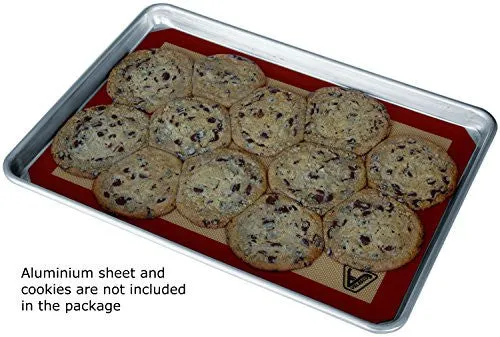 Silicone Baking Mat - Set of 2 Half Sheet (Thick & Large 11 5/8" x 16 1/2") - Non Stick Silicon Liner for Bake Pans & Rolling - Macaron/Pastry/Cookie/Bun/Bread Making - Professional Grade Nonstick