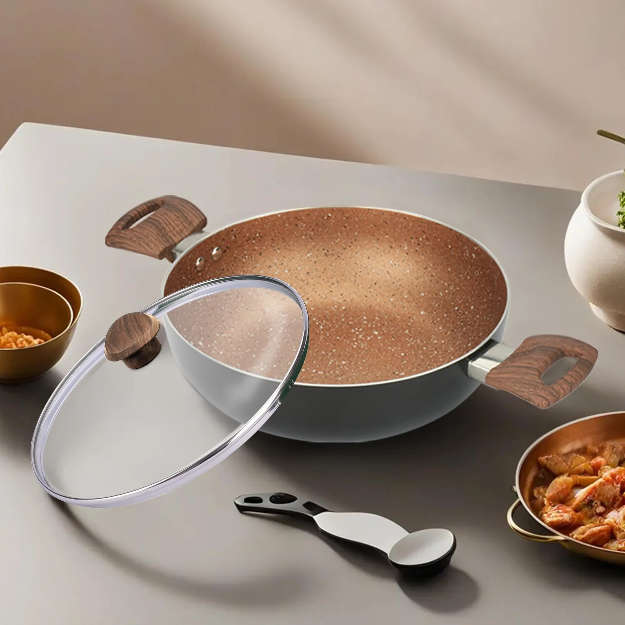The Better Home Non Stick Handi with Lid (3L) | Big Biryani Handi| Gas Stove Cookware | Durable, Non-Toxic | Easy Grip Handle | Heat Surround Cooking | Handi Pot for Cooking