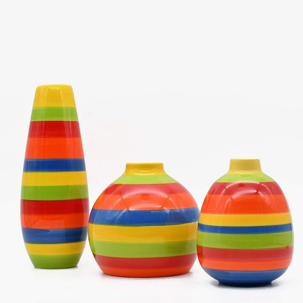 Vase boule rayé - Multicolore