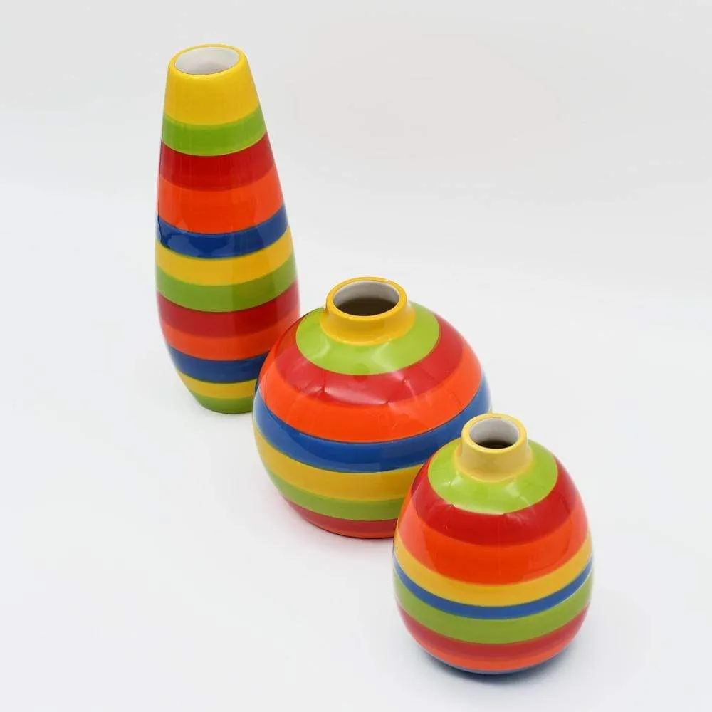 Vase boule rayé - Multicolore