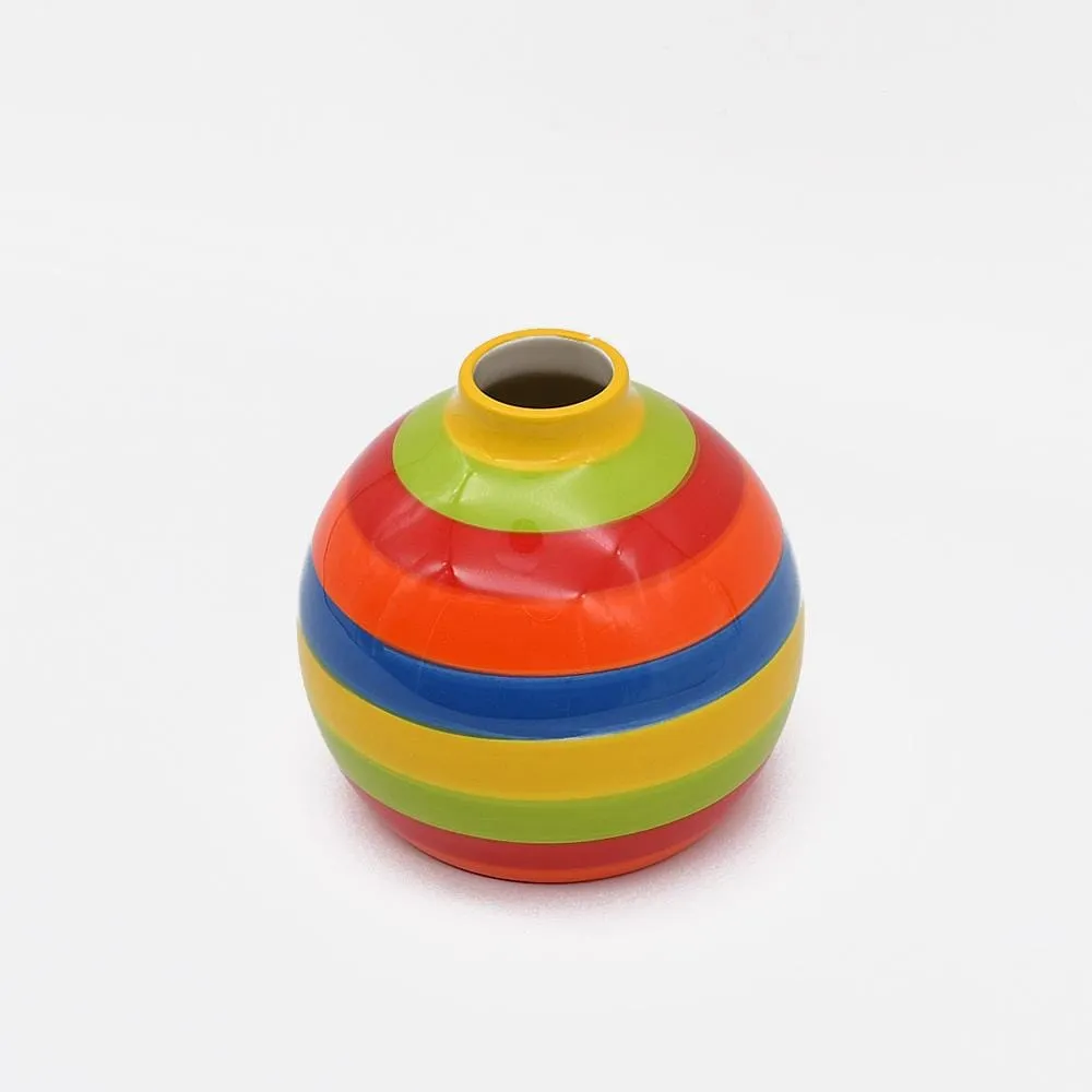 Vase boule rayé - Multicolore