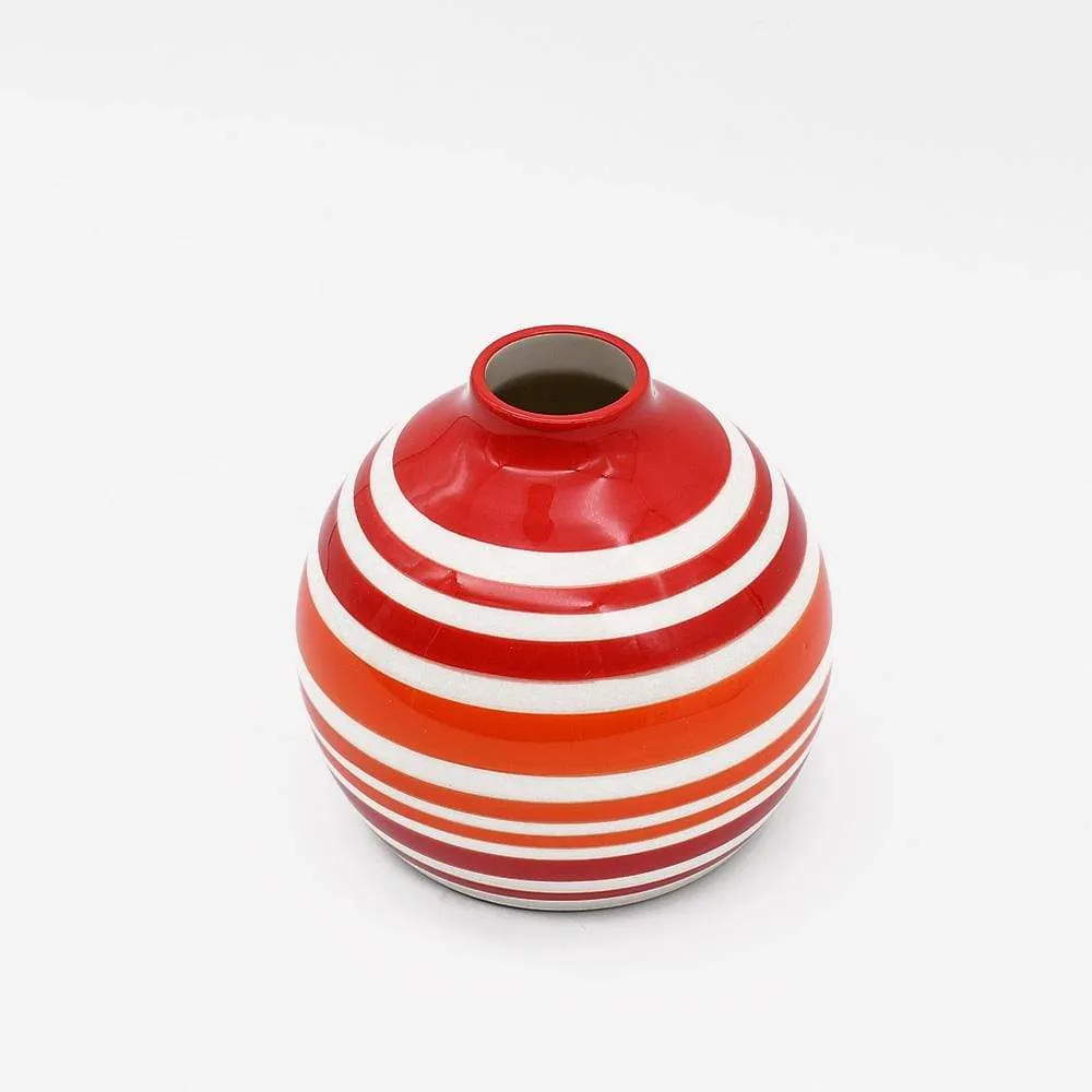 Vase boule rayé - Rouge