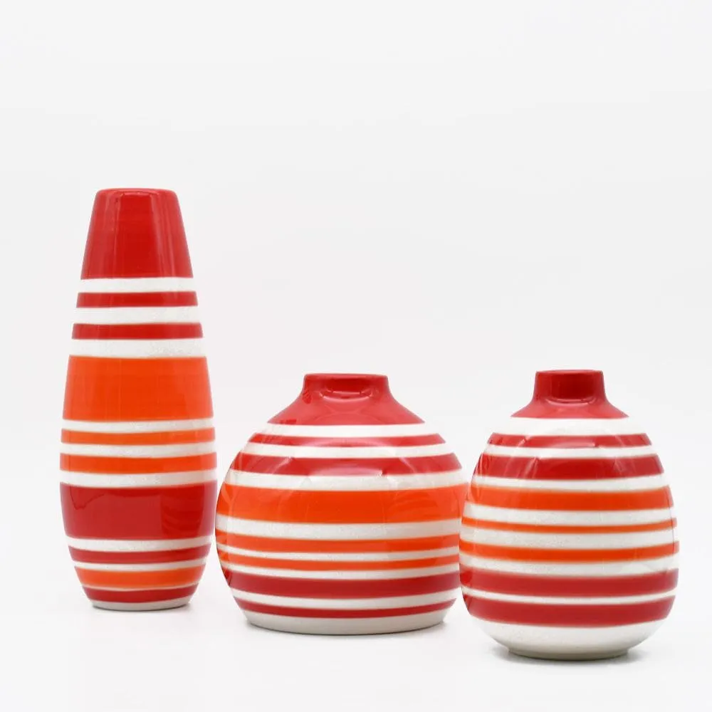 Vase boule rayé - Rouge