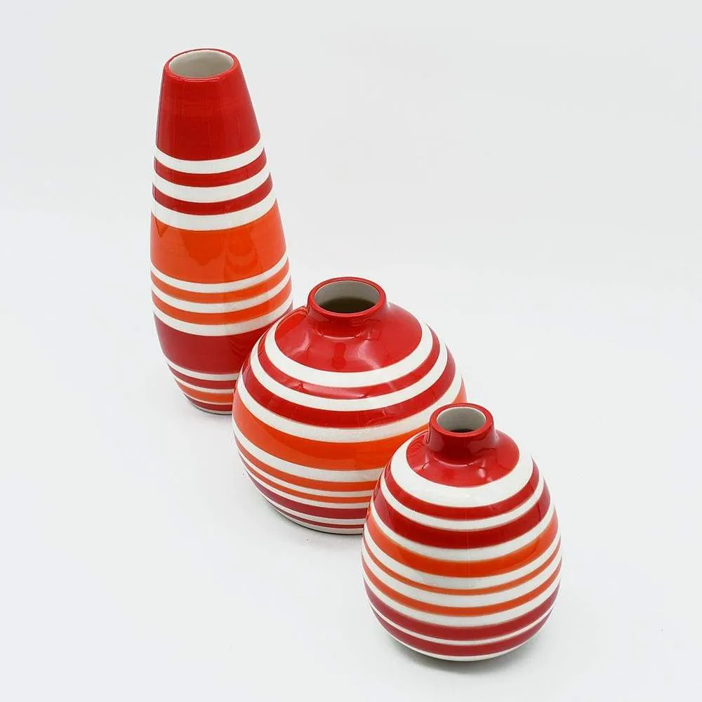 Vase boule rayé - Rouge