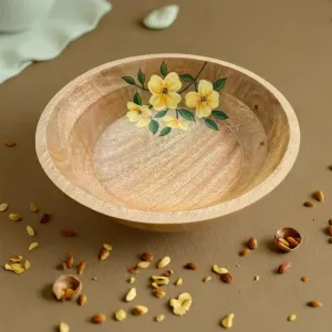 Wooden Multi Purpose Bowl, Modern Kitchenware Serving And Salad Bowl | Handprinted & Eco Friendly | Handcrafted With Sheesham Wood | Handmade In India